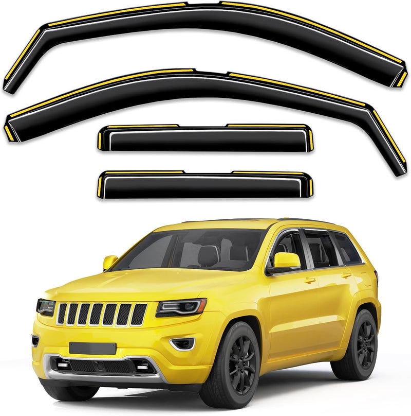 Deejecsun in-Channel Window Rain Guards Fit for Jeep Grand Cherokee 2011-2021 Limited(NOT for L) Rain Guards Extra Durable Side Window Visors Deflectors Vent Visors Vent Shades Car Accessories -4 pcs - Image 1